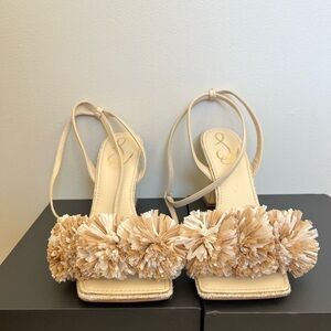 NWTSam Edelman cream coloured neutral raffia and leather heels.
